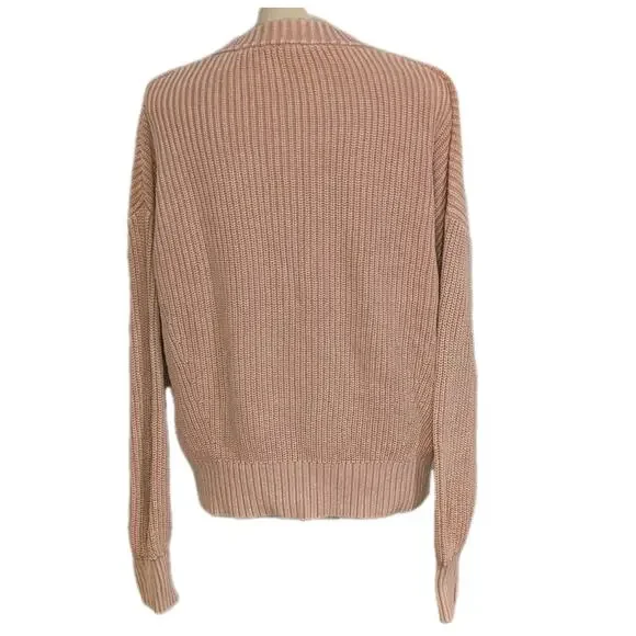Faherty Womens Sz M Sunwashed Cotton Fisherman Chunk Knit Sweater Mahogany Rose - Picture 3 of 9